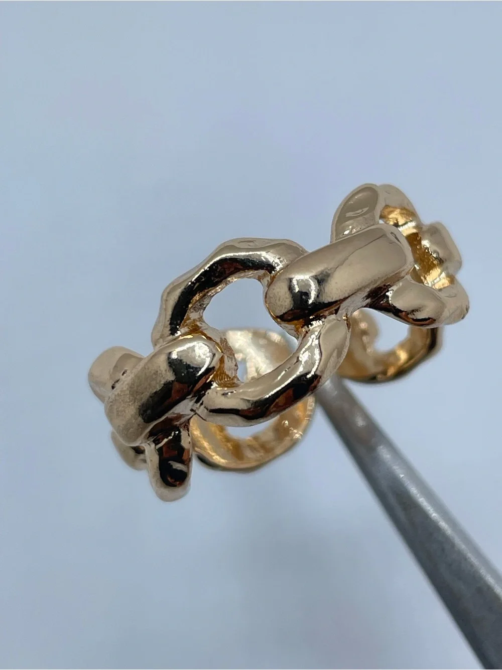 Gold Tone Chunky Chain Link Ring Bold Statement Fashion